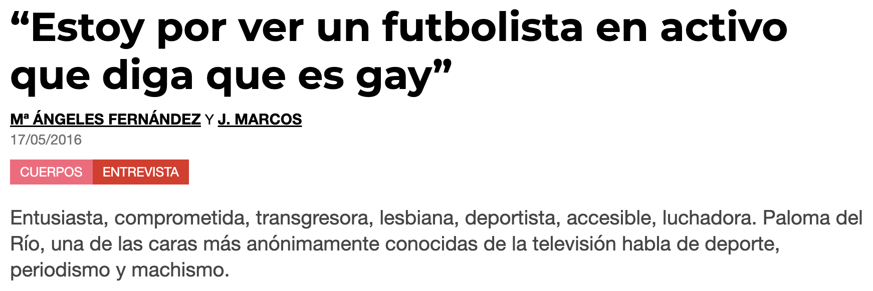 Pikara Magazine: “Estoy por ver un futbolista en activo que diga que es gay”