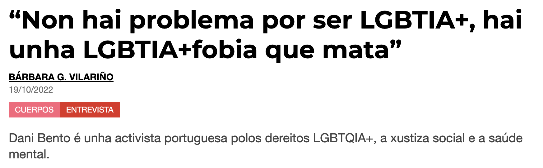 Pikara Magazine: “Non hai problema por ser LGBTIA+, hai unha LGBTIA+fobia que mata”