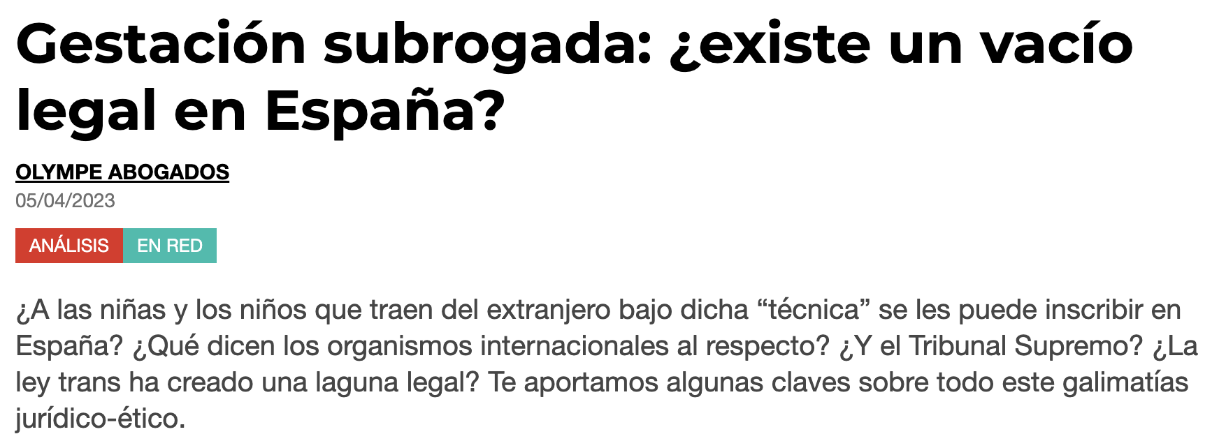 Pikara Magazine: "Gestación subrogada: ¿existe un vacío legal en España?"